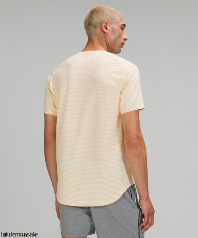 Lululemon Deutschland DELULU802 | Lululemon Deutschland Kurzarm-Trainingsshirt Aus Meliertem Zitronenfarbenem Chiffon Drysense